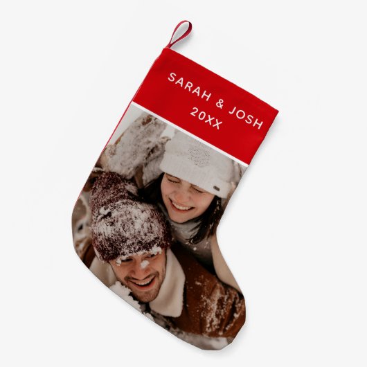 Eerste Kerst Passen getrouwd Foto & Namen Eenvoudi Kleine Kerstsok (Voorkant (Hangend))