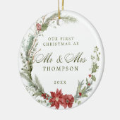 Eerste Kerst Passen getrouwd Klassieke Krans Keramisch Ornament (Links)