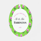 Eerste Kerst Passen getrouwd Metal Circle Ornament (Voorkant links)