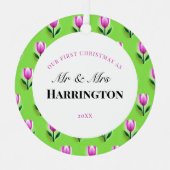 Eerste Kerst Passen getrouwd Metal Circle Ornament (Voorkant)