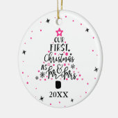 Eerste Kerst Passen getrouwd Typografie Script Keramisch Ornament (Links)