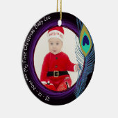 Eerste kerst pauw ornament met foto naam baby (Rechts)