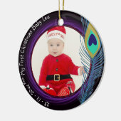 Eerste kerst pauw ornament met foto naam baby (Links)