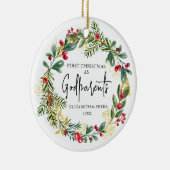 Eerste kerst peetouders keramisch ornament (Rechts)