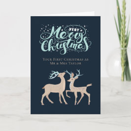 Eerste kerst Persoonlijke Hert Kerstmis Feestdagen Kaart