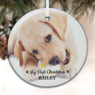 Eerste kerst Persoonlijke huisdier Puppy Foto Hond Glas Ornament