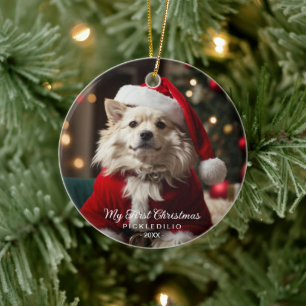 Eerste Kerst Pet Dog Funny Photo Ornament