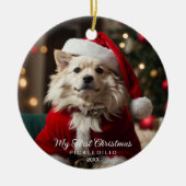 Eerste Kerst Pet Dog Funny Photo Ornament (Voorkant)