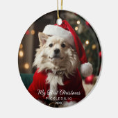 Eerste Kerst Pet Dog Funny Photo Ornament (Links)