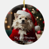 Eerste Kerst Pet Dog Funny Photo Ornament (Achterkant)