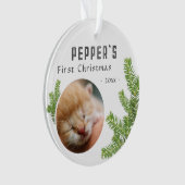 Eerste kerst Pine Kitten Cat 2 Foto Keepsake Ornament (voorkant)