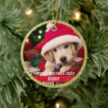 Eerste kerst Puppy Dog Keepsake Foto Ornament