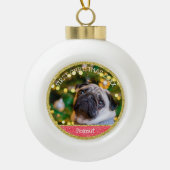 Eerste kerst Puppy Hond Keramische Bal Hanger Ornament (Voorkant)