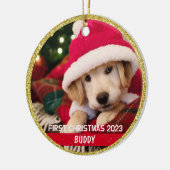 Eerste kerst Puppy Hond Sieraad Foto Ornament (Links)