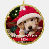 Eerste kerst Puppy Hond Sieraad Foto Ornament (Achterkant)