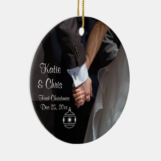 Eerste kerst Romantisch en elegant Keramisch Ornament (Rechts)