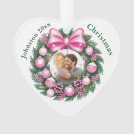 Eerste kerst roze krans ornament