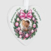 Eerste kerst roze krans ornament (voorkant)