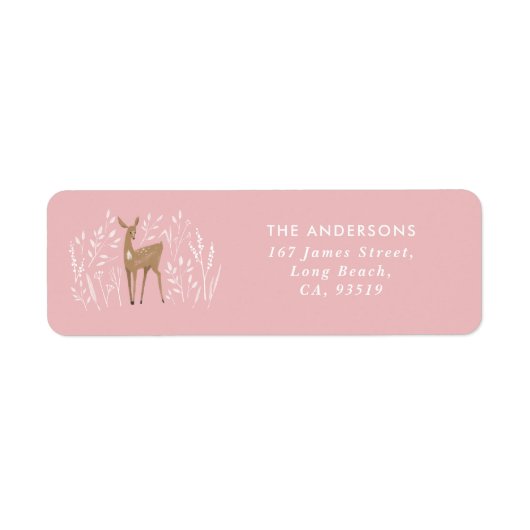 Eerste kerst roze rendieren delicate rustieke etiket (Voorkant)