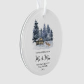 Eerste kerst Rustic Woodlands Waterverf Foto Ornament (voorkant)