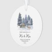 Eerste kerst Rustic Woodlands Waterverf Foto Ornament (voorkant)