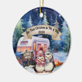 Eerste Kerst RV Camping Paar Pas getrouwd Keramisch Ornament (Links)