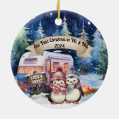 Eerste Kerst RV Camping Paar Pas getrouwd Keramisch Ornament (Achterkant)