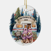 Eerste Kerst RV Camping Paar Pas getrouwd Keramisch Ornament (Rechts)