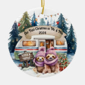 Eerste Kerst RV Camping Paar Pas getrouwd Keramisch Ornament (Voorkant)