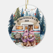Eerste Kerst RV Camping Paar Pas getrouwd Keramisch Ornament (Links)