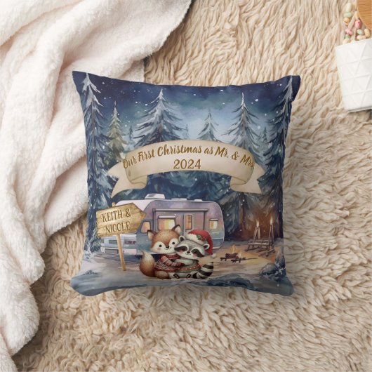 Eerste kerst RV-koppel pasgetrouwd ornament Kussen (Deken)