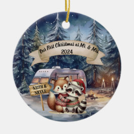 Eerste kerst RV paar Pas getrouwd Ornament