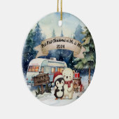 Eerste kerst RV paar Pas getrouwd Ornament (Rechts)