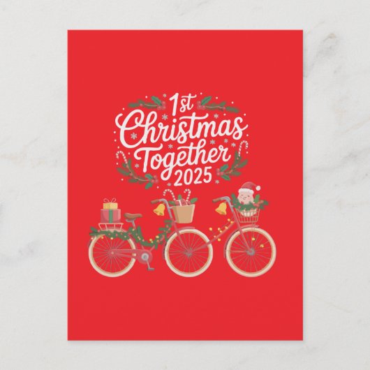 Eerste kerst samen 2025 Romantisch stel Briefkaart (Voorkant)