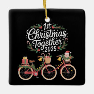 Eerste kerst samen 2025 Romantisch stel Keramisch Ornament