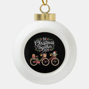 Eerste kerst samen 2025 Romantisch stel Keramische Bal Ornament