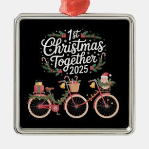 Eerste kerst samen 2025 Romantisch stel Metalen Ornament