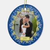 Eerste kerst samen Blauwe Sneeuwvlok Foto Keramisch Ornament (Links)