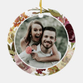 Eerste kerst samen bloemen keramisch ornament (Achterkant)