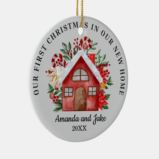 Eerste kerst samen bloemen keramisch ornament (Rechts)