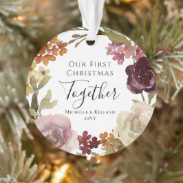 Eerste kerst samen bloemen ornament