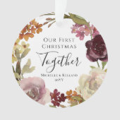 Eerste kerst samen bloemen ornament (voorkant)