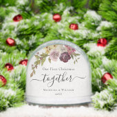 Eerste kerst samen bloemenmonogram foto sneeuwbol (Kerstmis)