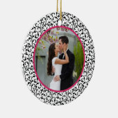 Eerste kerst samen Chic Floral Foto Keramisch Ornament (Rechts)