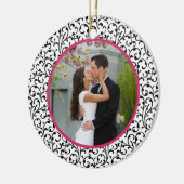 Eerste kerst samen Chic Floral Foto Keramisch Ornament (Links)
