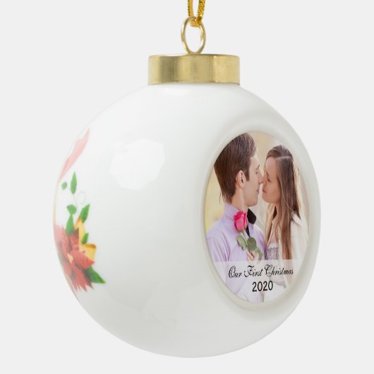 Eerste kerst samen cirkel foto Ornament (Links)