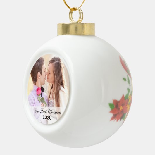 Eerste kerst samen cirkel foto Ornament (Rechts)