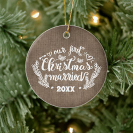 Eerste kerst samen foto erfstuk keramisch ornament