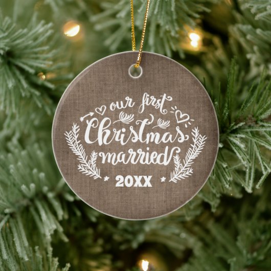 Eerste kerst samen foto erfstuk keramisch ornament (Boom)