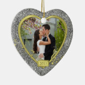 Eerste kerst samen Foto Hart Xmas Keramisch Ornament (Rechts)